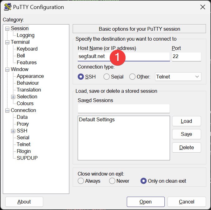 PuTTY config 1