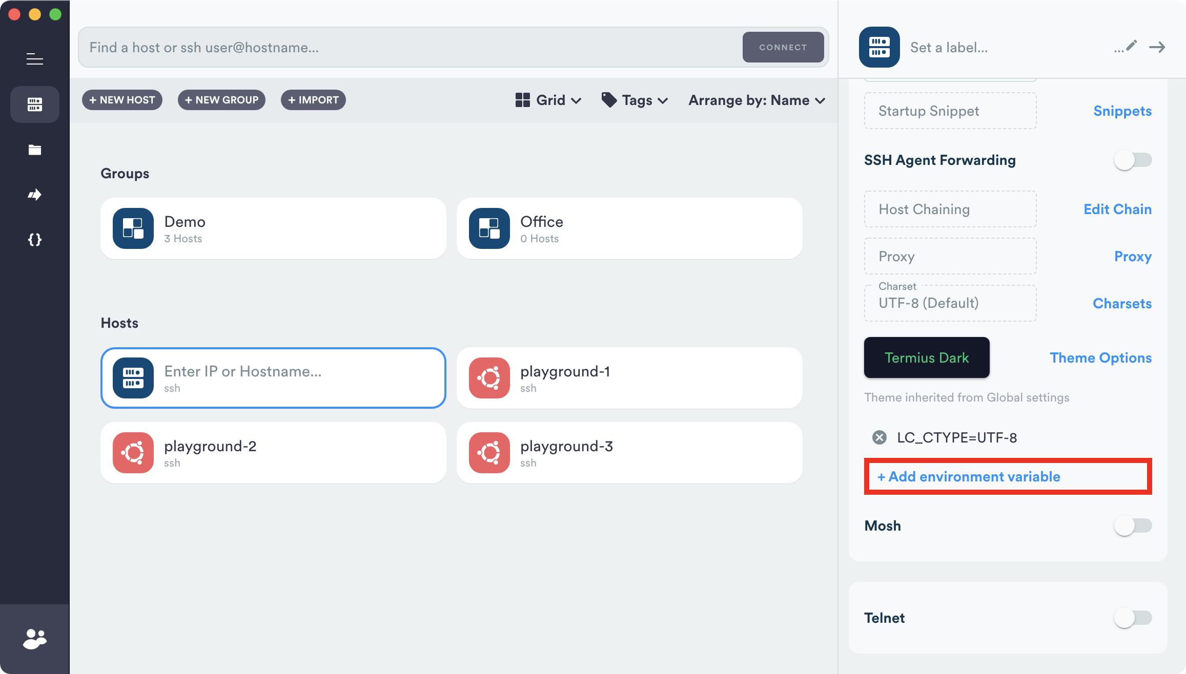 Termius desktop config